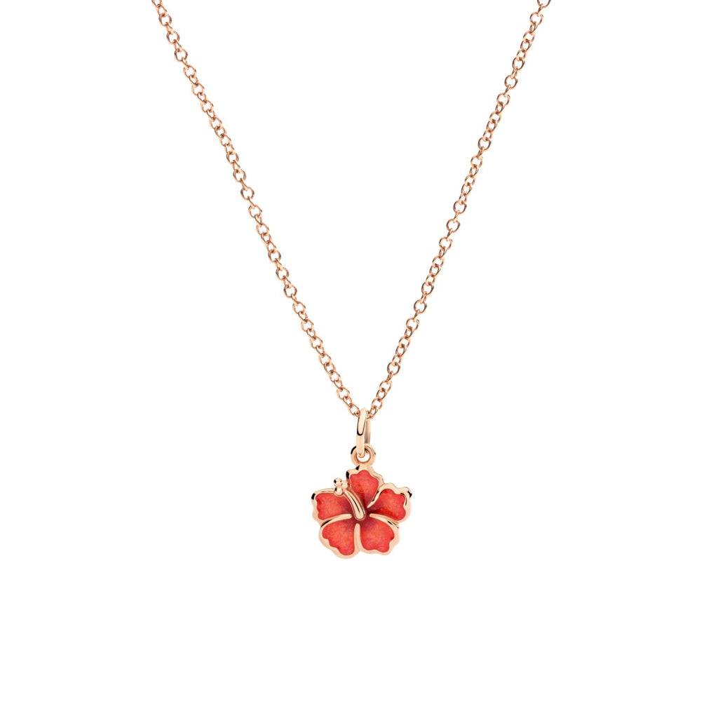 DoDo Anhänger Hibiskusblüte (DMC5005-HIBIS-EAR9R) aus Roségold mit Emaille und Perlmutt