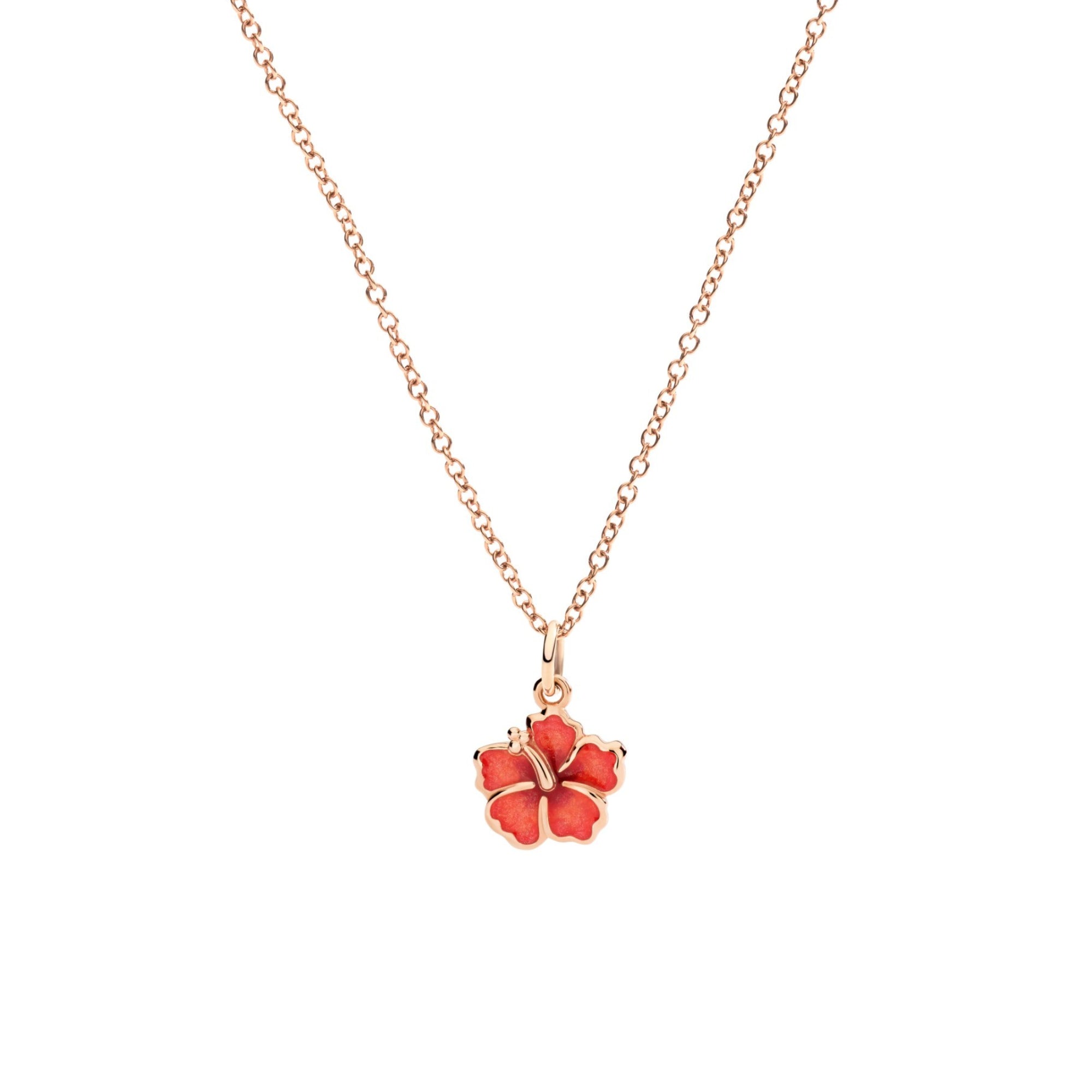 DoDo Anhänger Hibiskusblüte (DMC5005-HIBIS-EAR9R) aus Roségold mit Emaille und Perlmutt