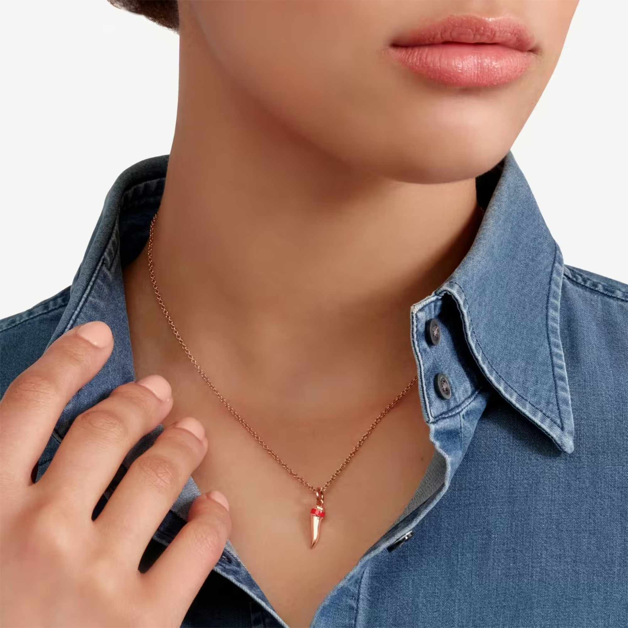 DoDo Anhänger Horn aus Roségold und Emaille (DMC5003-HORNX-ERO9R) aus Roségold mit Emaille
