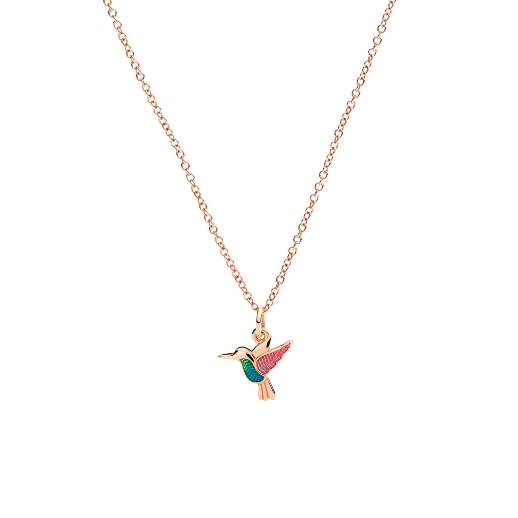 DoDo Anhänger Kolibri (DMC5008-COLIB-EMX9R) aus Roségold mit Emaille und Perlmutt