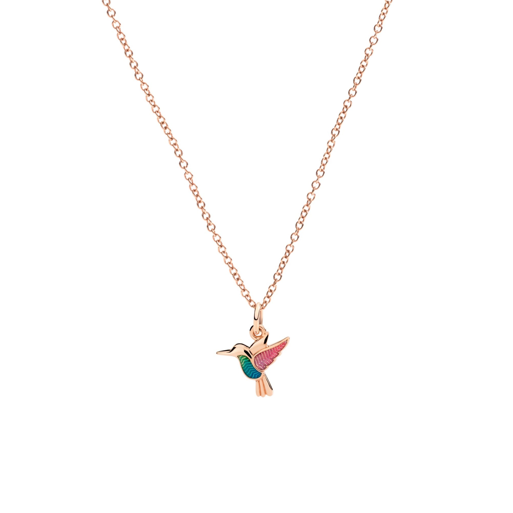 DoDo Anhänger Kolibri (DMC5008-COLIB-EMX9R) aus Roségold mit Emaille und Perlmutt
