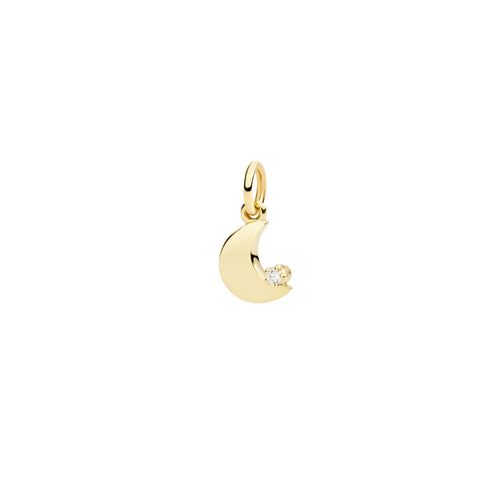 DoDo Anhänger Mond (DMC5018-MOONS-DB09G) aus Gelbgold mit Diamant