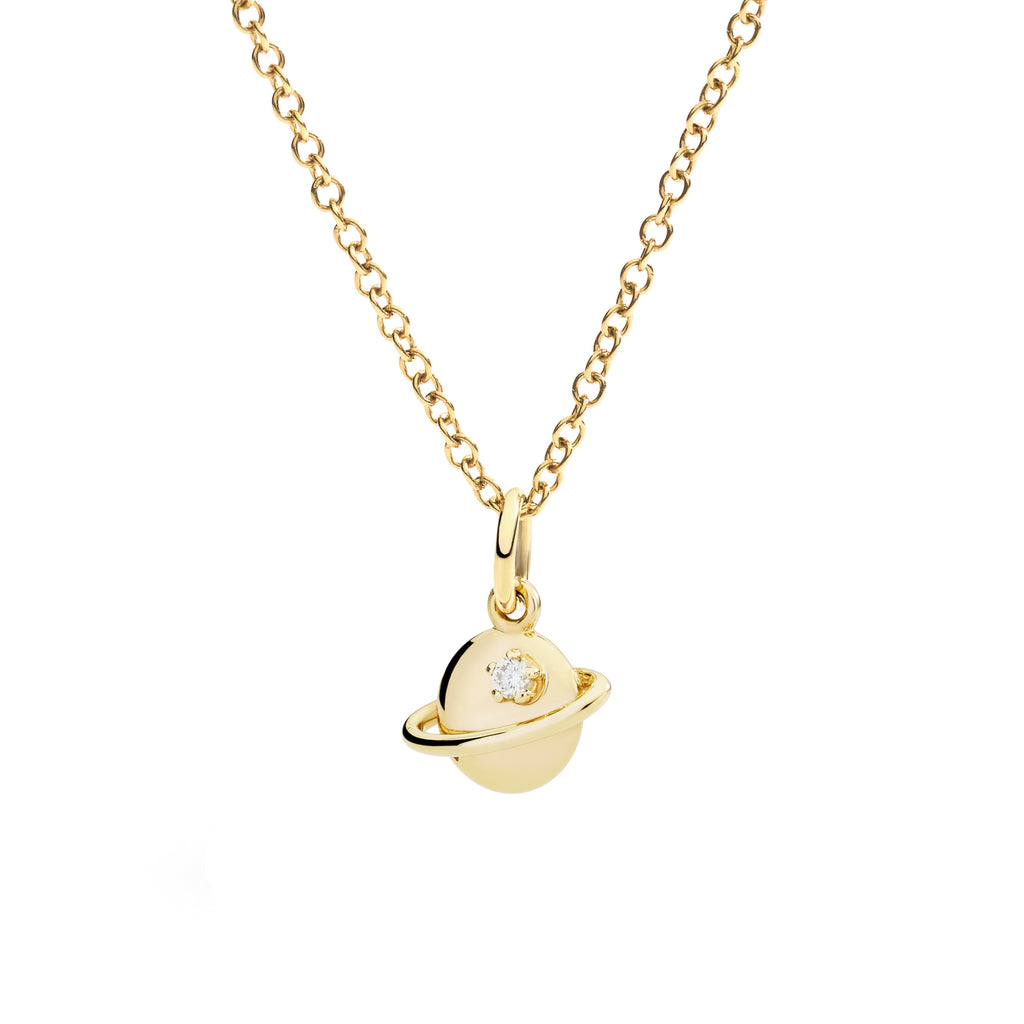 DoDo Anhänger Planet (DMC5019-UNIVE-DB09G) aus Gelbgold mit Diamant