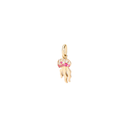 DoDo Anhänger Qualle (DMC0022-JELLY-BSPOG) aus Gelbgold mit Diamant und Spinell