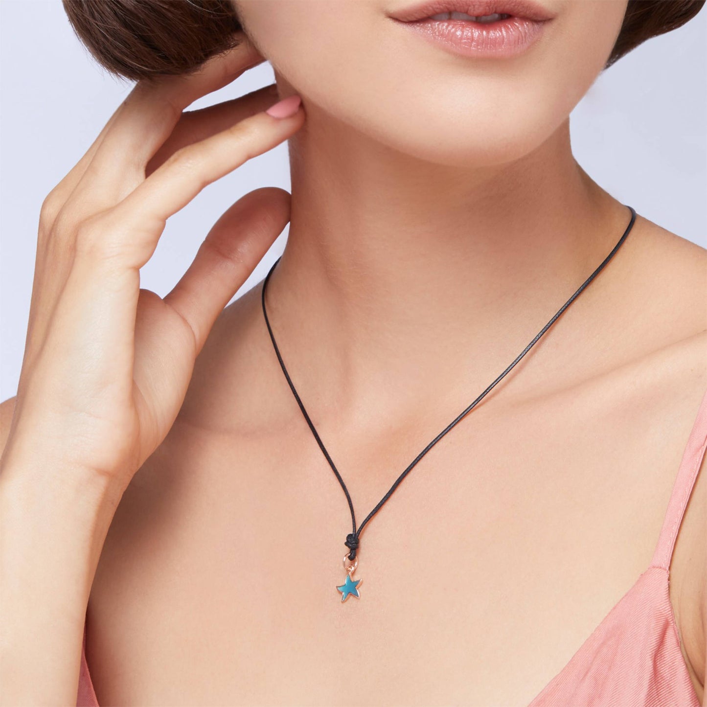 DoDo Anhänger Stellina (DMB7002-STARS-TTR9R) aus Roségold mit Emaille und Türkis