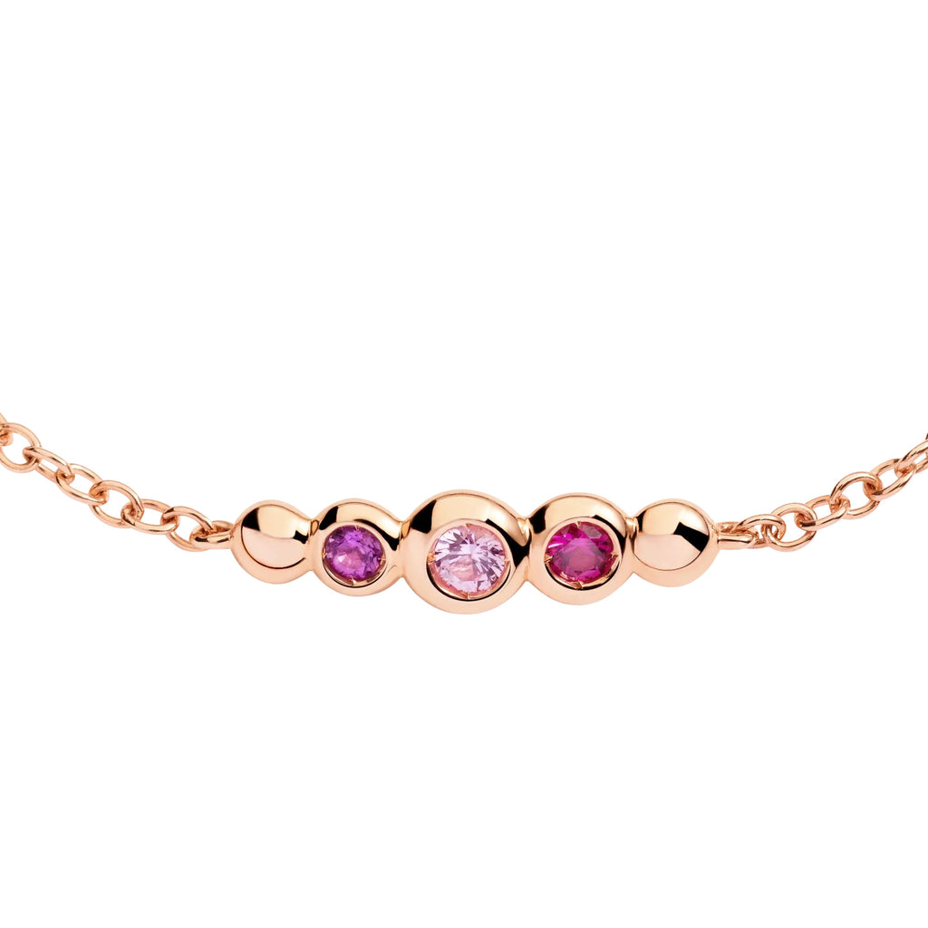 DoDo Armband Bollicine Roségold bunte Steine (DBC4004-BOLLI-ZRI9R) aus Roségold mit Amethyst, Rubin und Saphir
