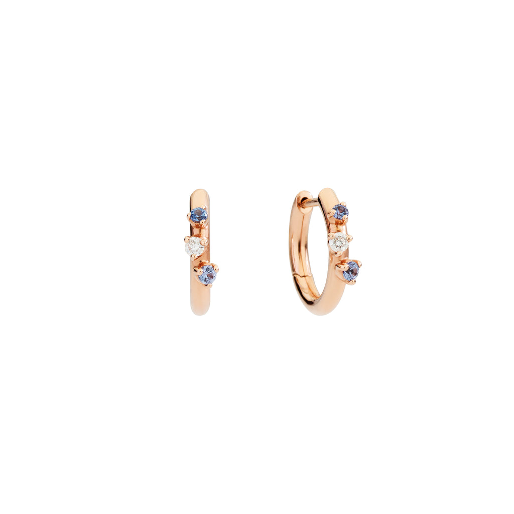 DoDo Creolen Essentials (DOC5003-UNIVE-ZSB9R) aus Roségold mit Diamant und Saphir
