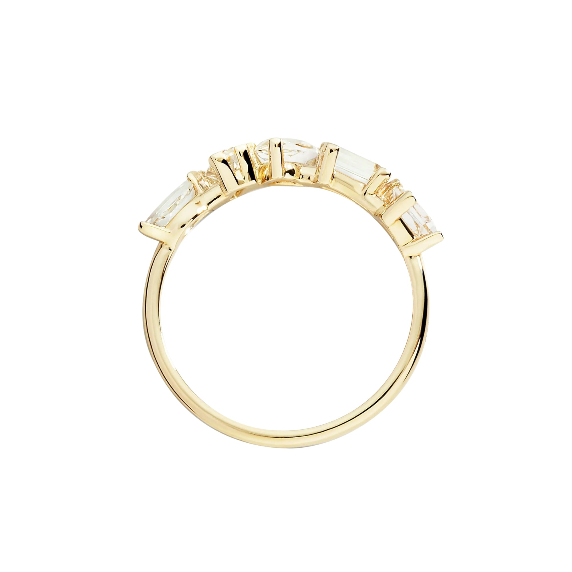 DoDo Halb-Eternity Ring mit Weissen Topasen (DAC5003-FCUTS-TB09G-51) aus Gelbgold mit Topas