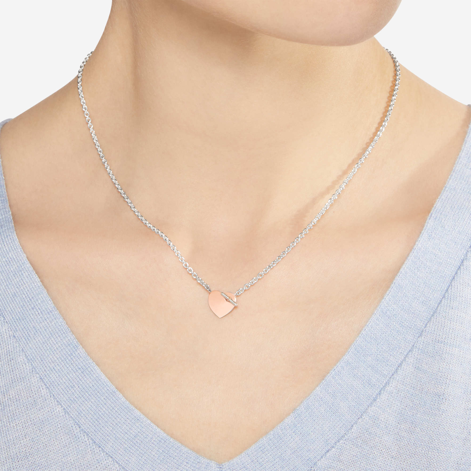 DoDo Halskette Herz T-Bar (DCC4002-HEART-0009A) aus Bicolor-Gold