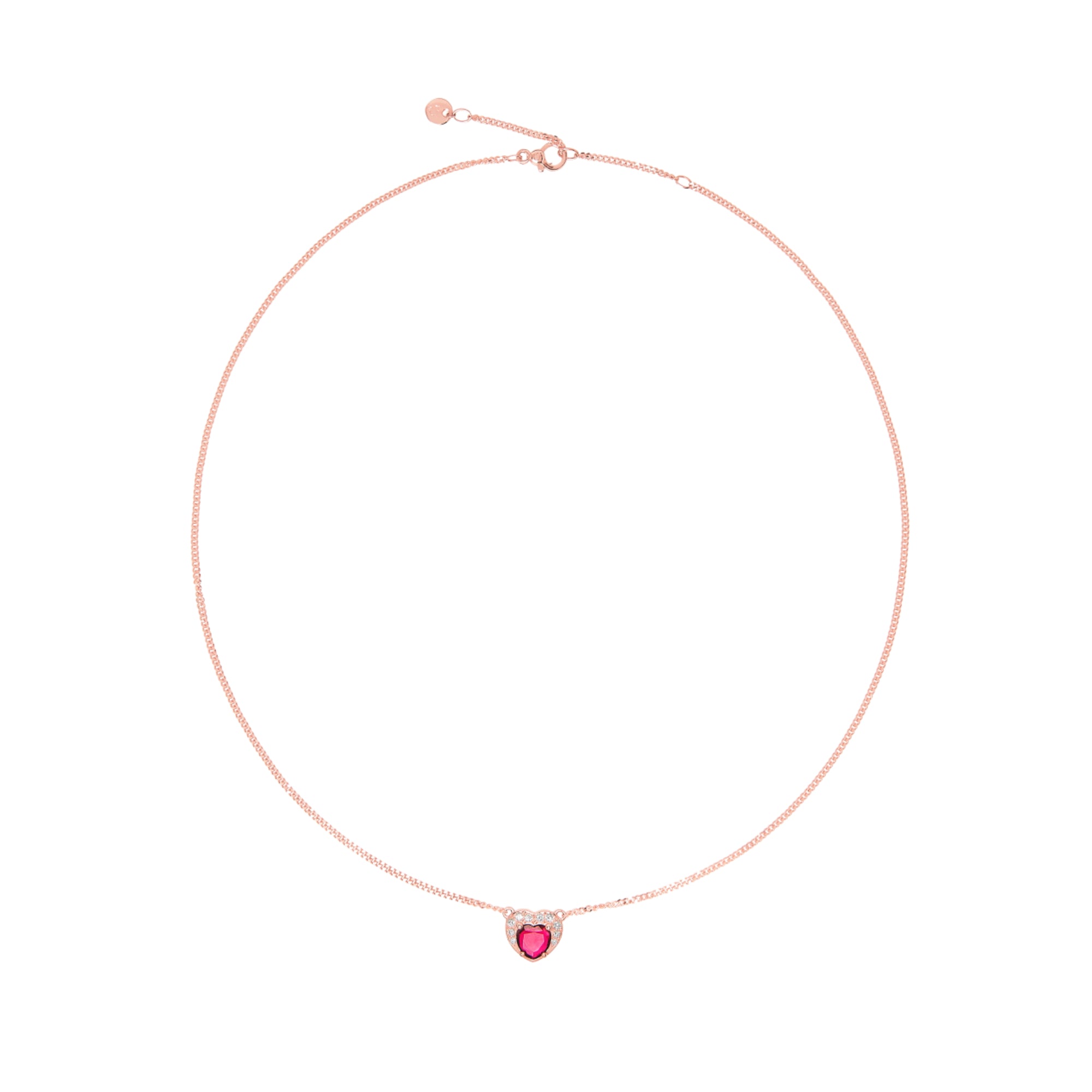DoDo Kette Herz (DCC3000-HEART-DSR9R) aus Roségold mit Diamant und Rubin