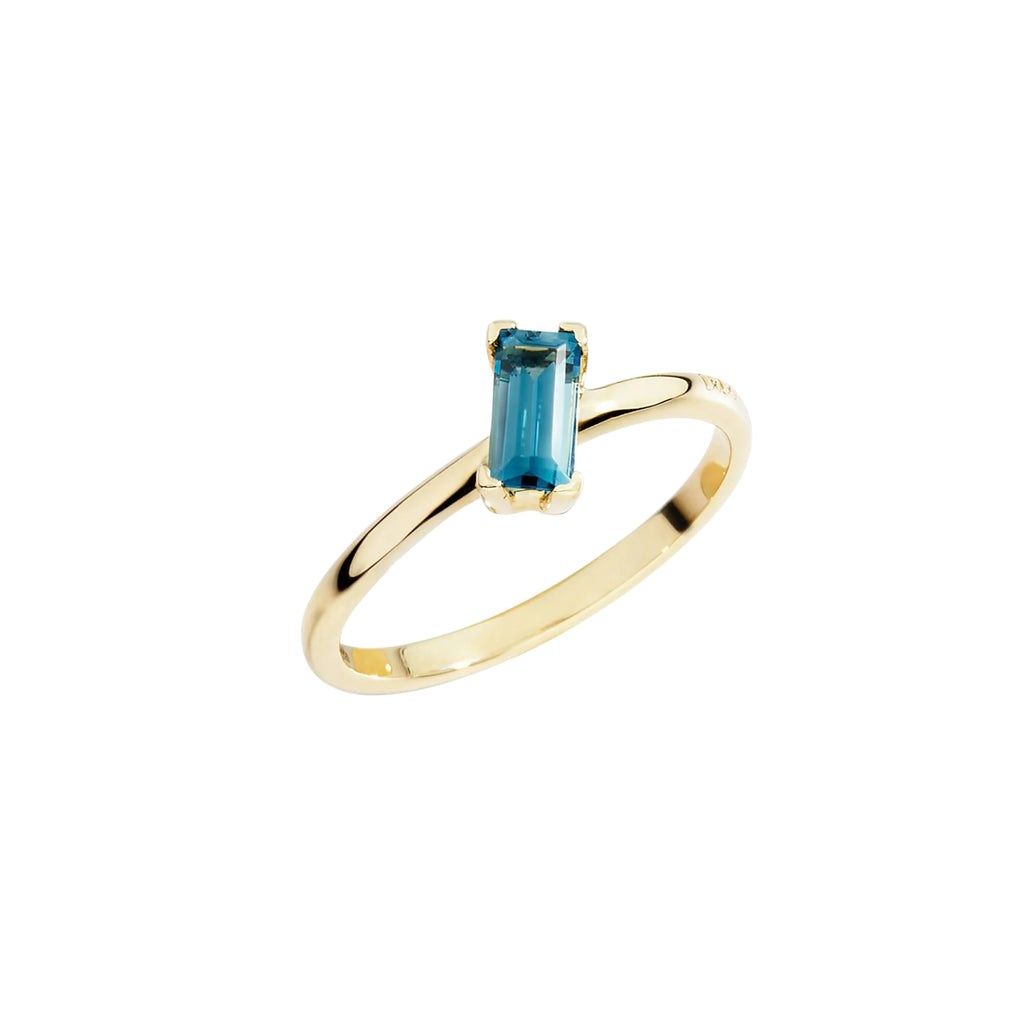 DoDo Ring Baguetteschliff London Blue Topas (DAC5005-FCUTS-TL09G-56) aus Gelbgold mit Topas