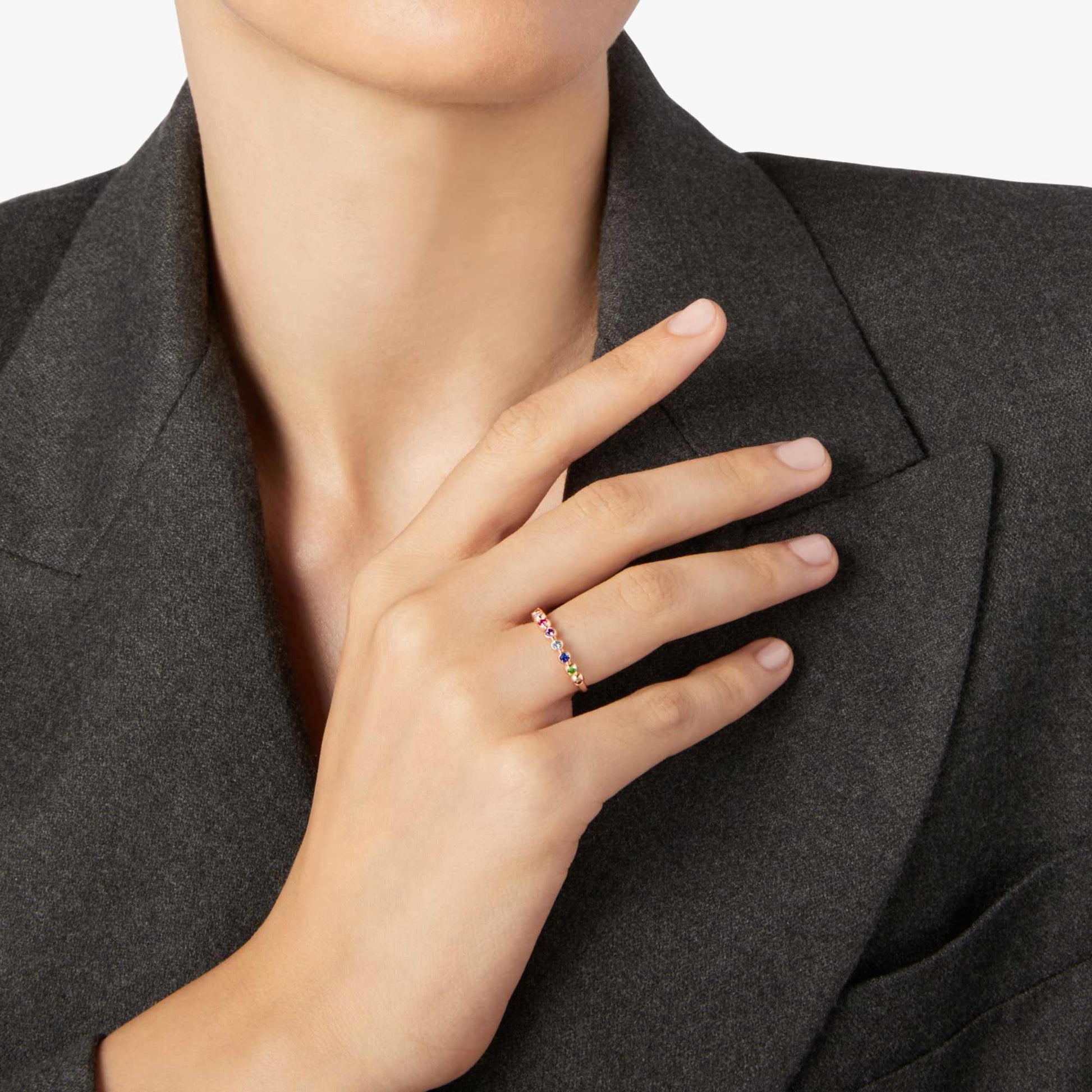 DoDo Ring Bollicine (DAC3005-BOLLI-VA09R) aus Roségold mit Amethyst, Diamant, Rubin, Saphir und Tsavorit