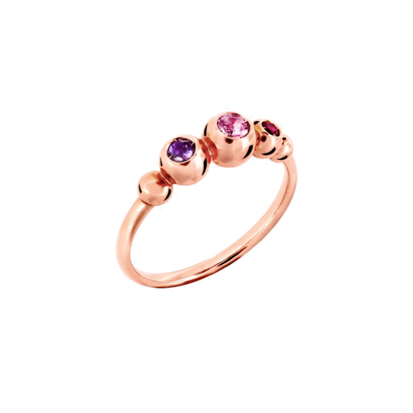 DoDo Ring Bollicine (DAC3006-BOLLI-ZRI9R) aus Roségold mit Amethyst, Rubin und Saphir