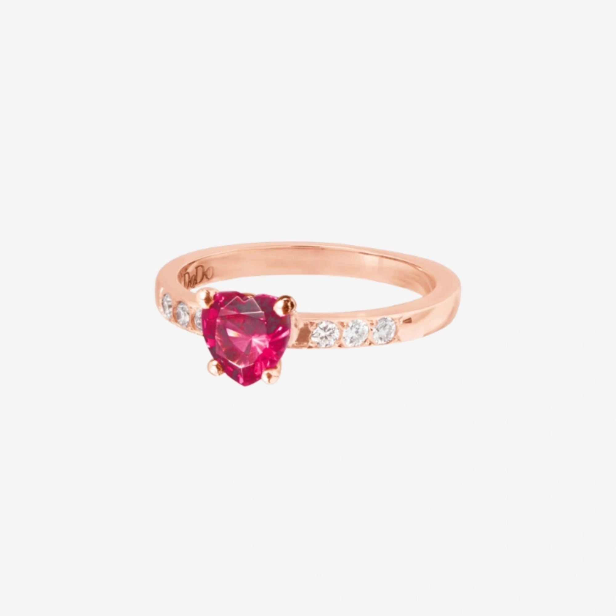 DoDo Ring Herz (DAC3001-HEART-DSR9R) aus Roségold mit Diamant und Rubin