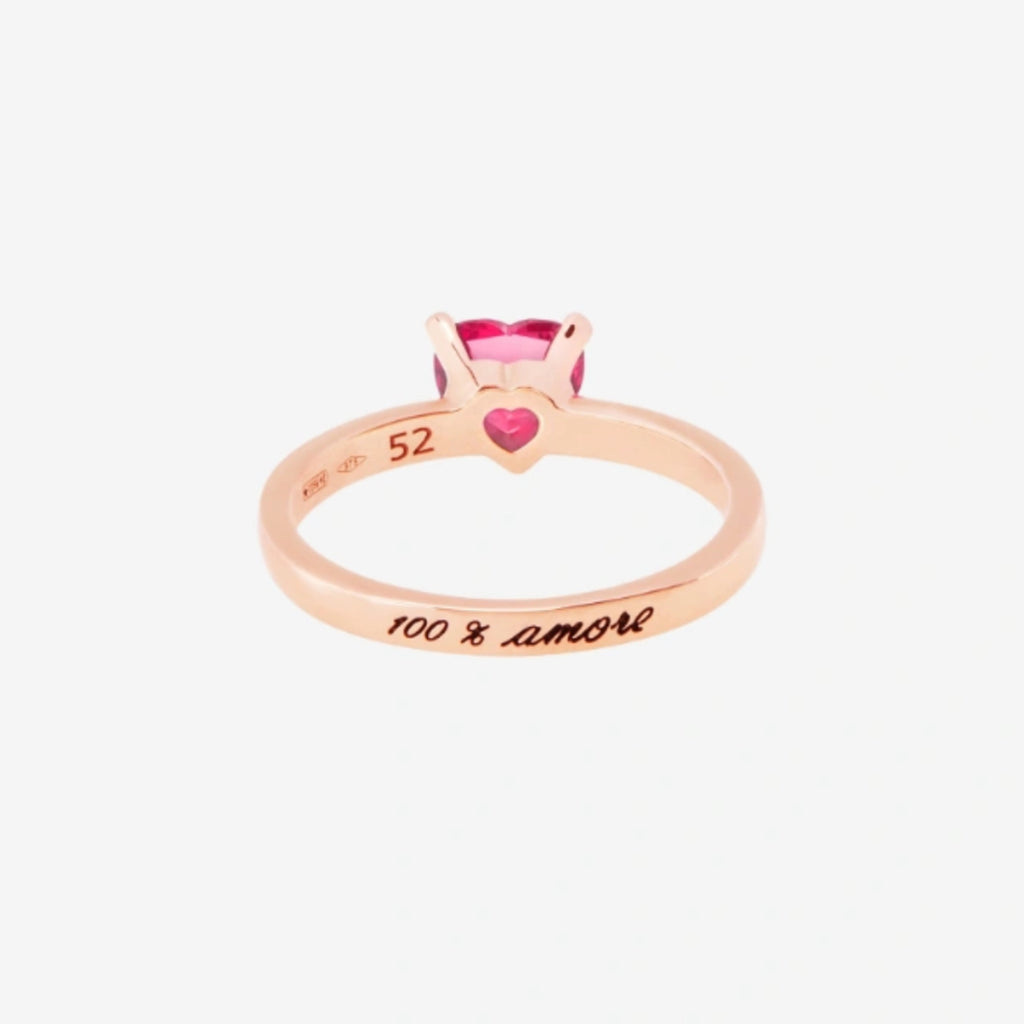 DoDo Ring Herz (DAC3001-HEART-DSR9R) aus Roségold mit Diamant und Rubin