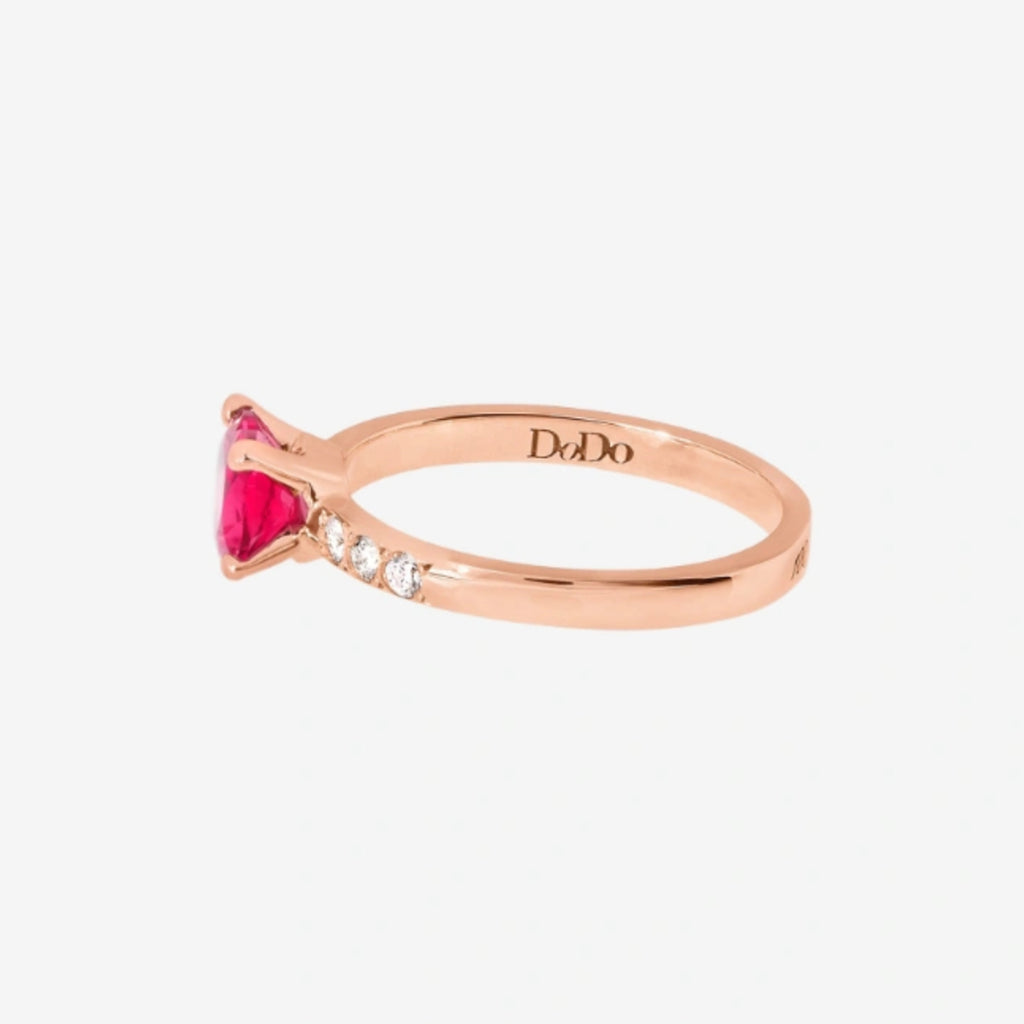 DoDo Ring Herz (DAC3001-HEART-DSR9R) aus Roségold mit Diamant und Rubin