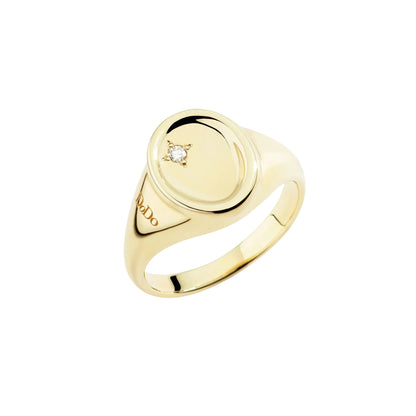 DoDo Ring Sigel Essentials (DAC5000-SIGNE-DB09G) aus Gelbgold mit Diamant