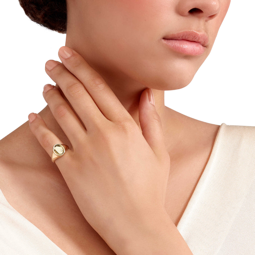 DoDo Ring Sigel Essentials (DAC5000-SIGNE-DB09G) aus Gelbgold mit Diamant
