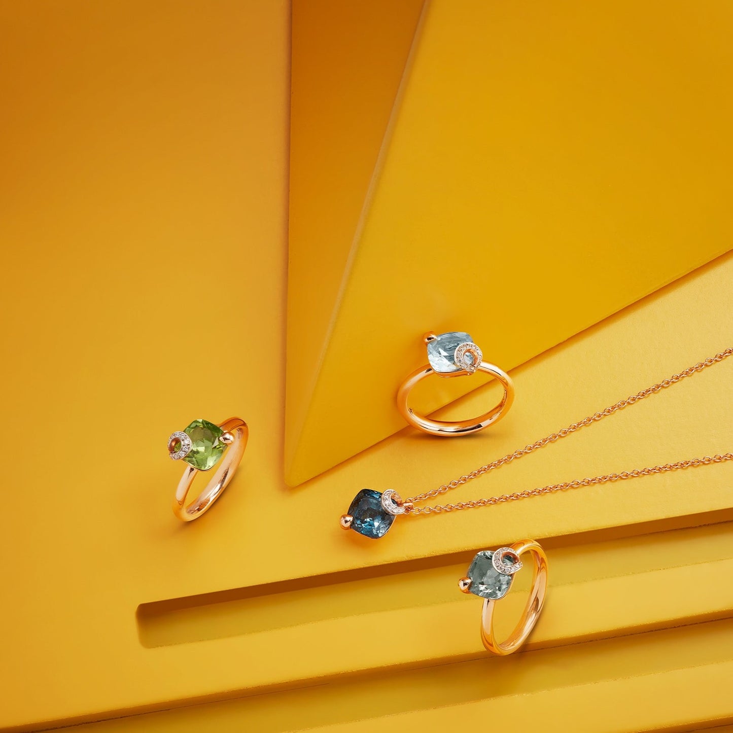 Centoundici Mini Ring, Roségold mit Prasolite & Diamantpavé von Grimaldo Firenze online kaufen (Ref. 11-RG03TL-PW-01)