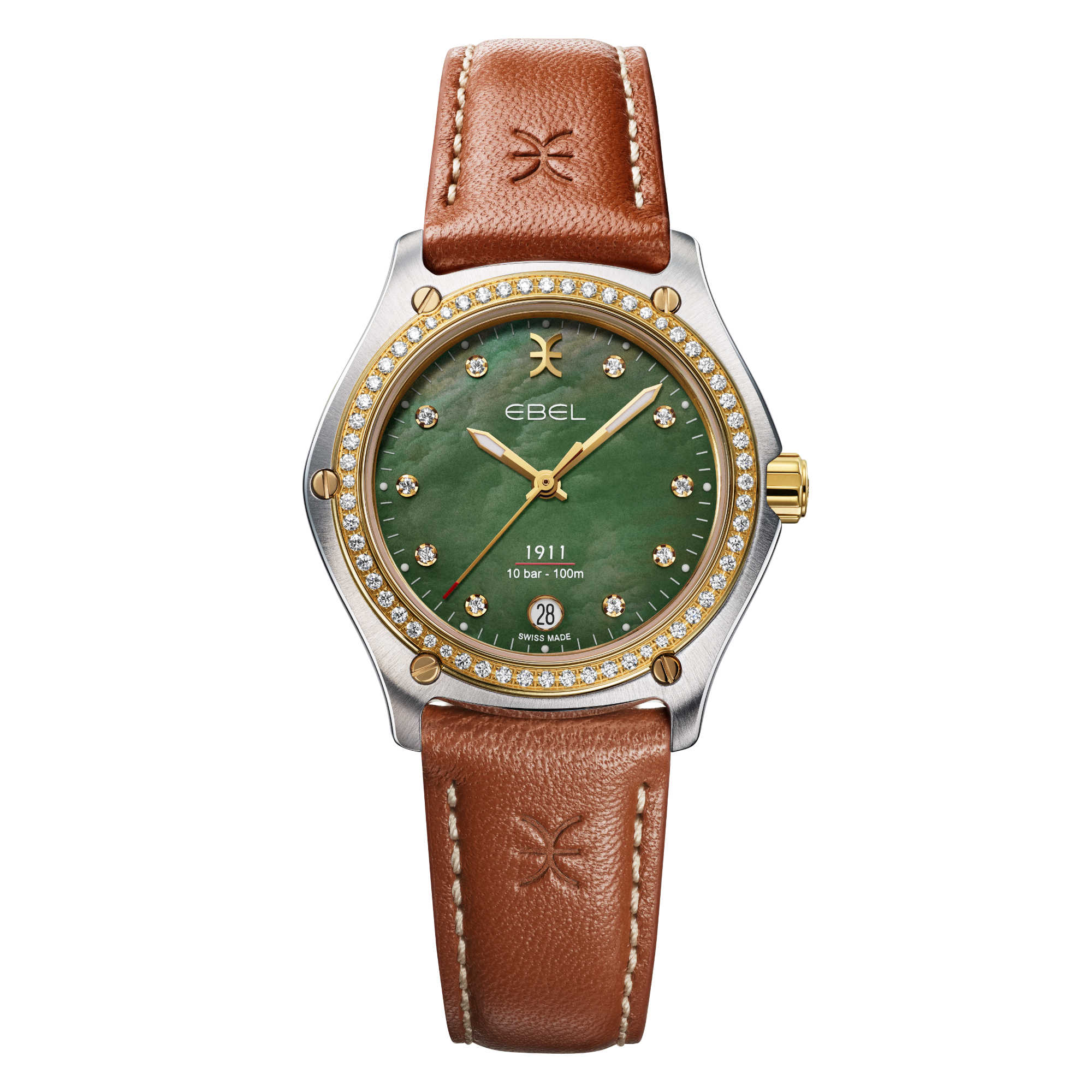 EBEL 1911 (1216745) aus Gelbgold, Leder, Edelstahl mit Diamant und Perlmutt
