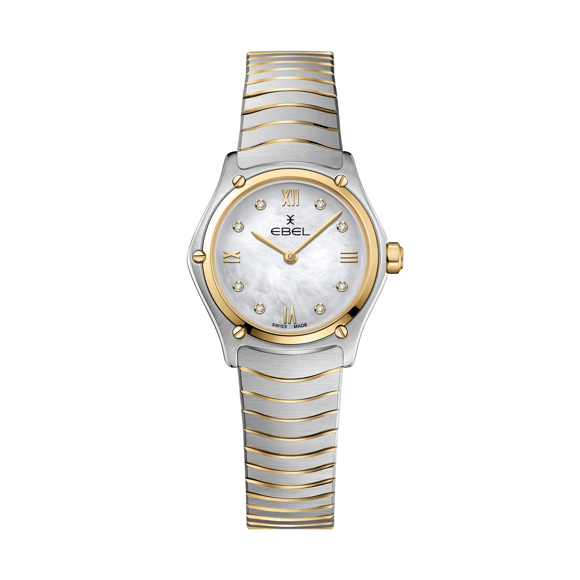 EBEL Sport Classic Mini (1216442A) aus Gelbgold, Edelstahl mit Diamant und Perlmutt