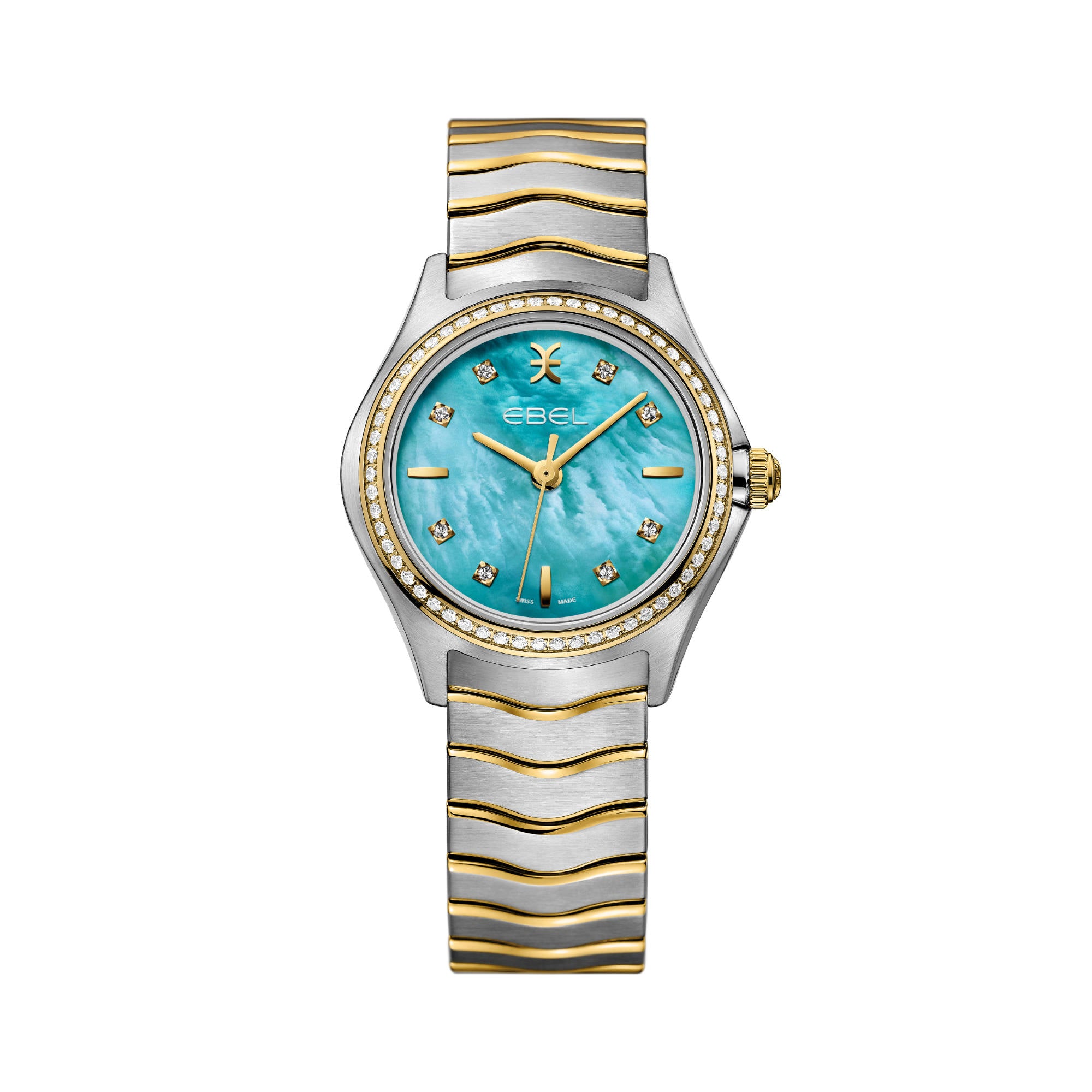 EBEL Wave (1216605) aus Gelbgold, Edelstahl mit Diamant, Perlmutt und Türkis