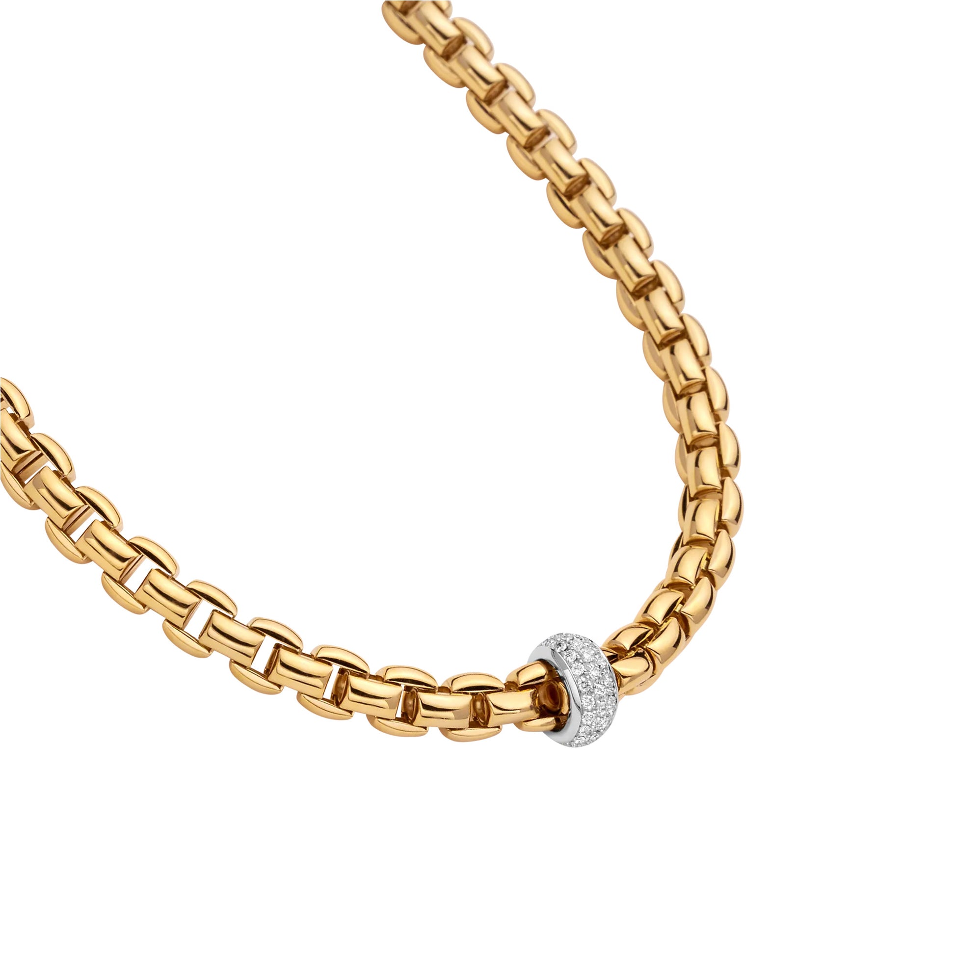 Eka Collier mit Pavébesatz, Bicolor-Gold • Diamant von FOPE (70705CX_PB_G_XBX_043)