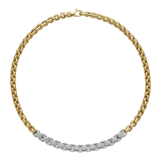 Eka Collier mit Pavébesatz, Bicolor-Gold • Diamant von FOPE (77305CX_PB_G_XBX_043)