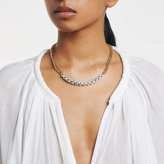 Eka Collier mit Pavébesatz, Bicolor-Gold • Diamant von FOPE (77305CX_PB_G_XBX_043)