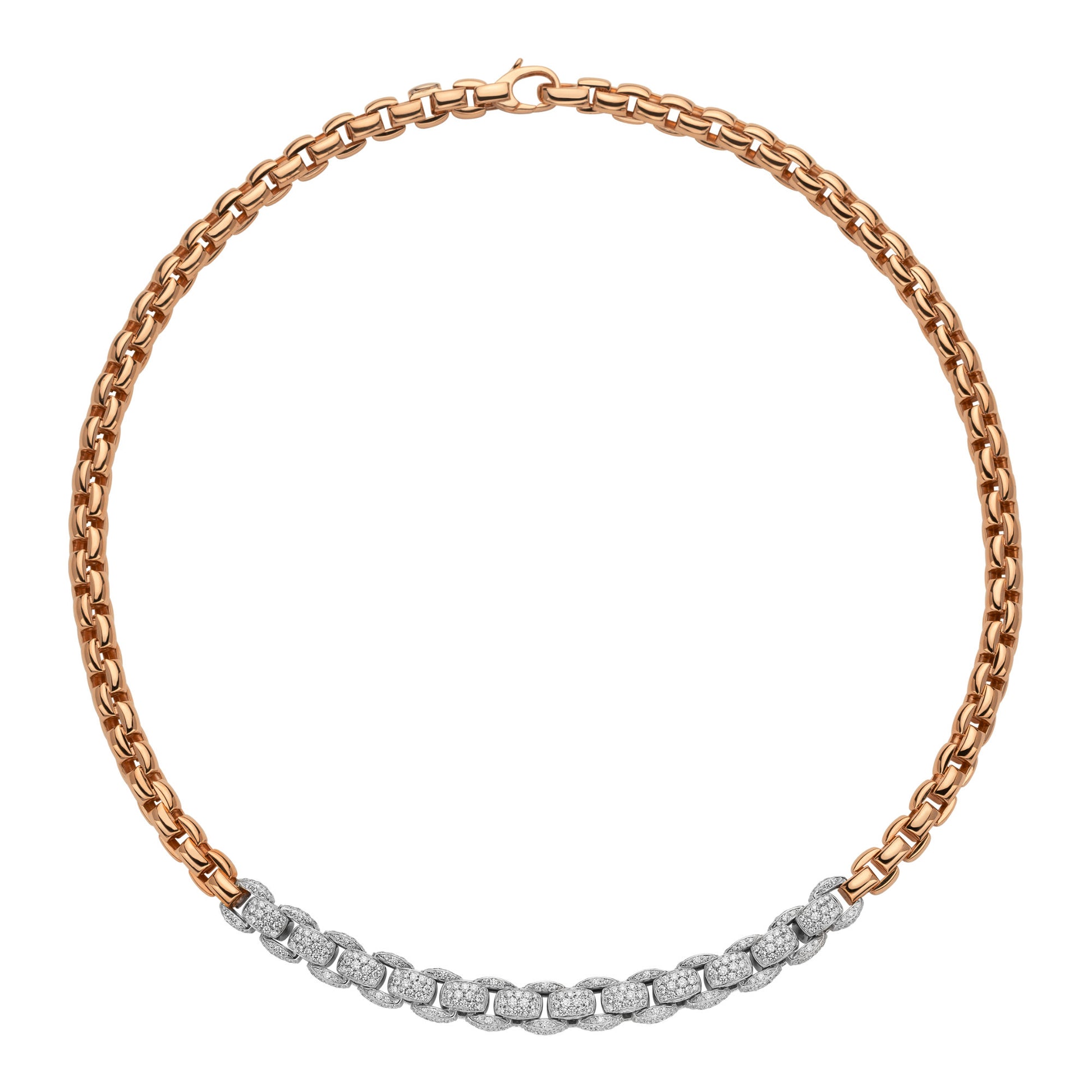 Eka Collier mit Pavébesatz, Bicolor-Gold • Diamant von FOPE (77305CX_PB_R_XBX_043)