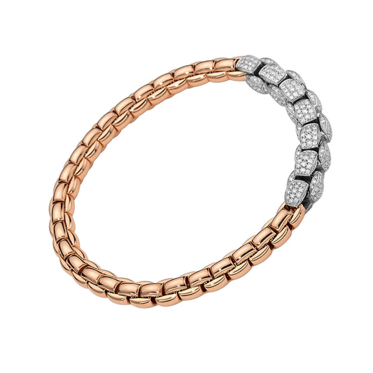 Eka Flex'it Armband mit Pavébesatz, Bicolor-Gold • Diamant von FOPE (77305BX_PB_R_XBX_00S)