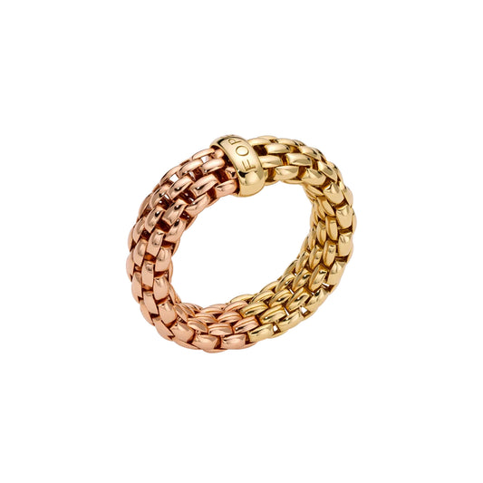Essentials zweifarbiger Flex'it Ring mit flachem Halskettengeflecht, Bicolor-Gold von FOPE (08E02AX_XX_3_XGX_00S)