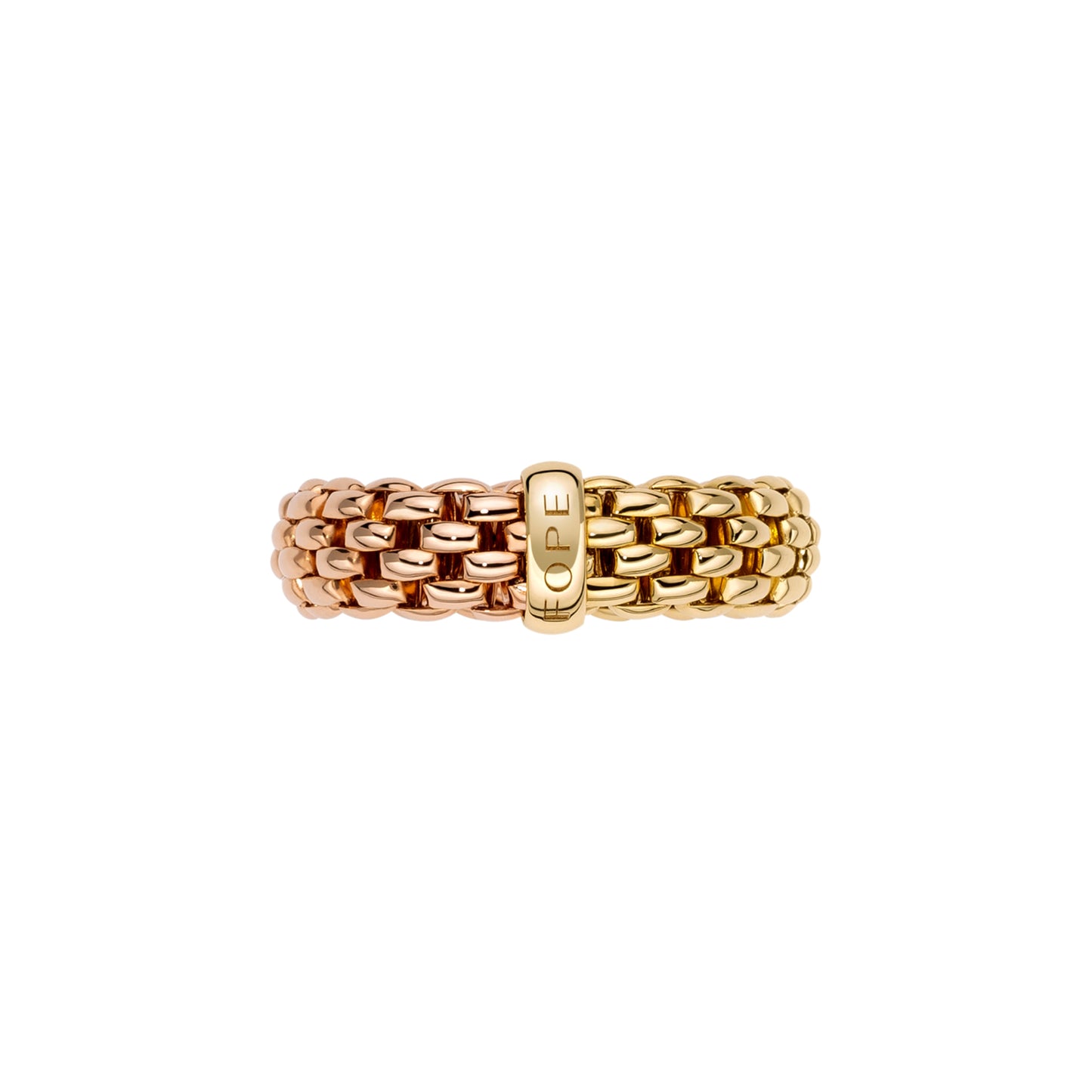 Essentials zweifarbiger Flex'it Ring mit flachem Halskettengeflecht, Bicolor-Gold von FOPE (08E02AX_XX_3_XGX_00S)