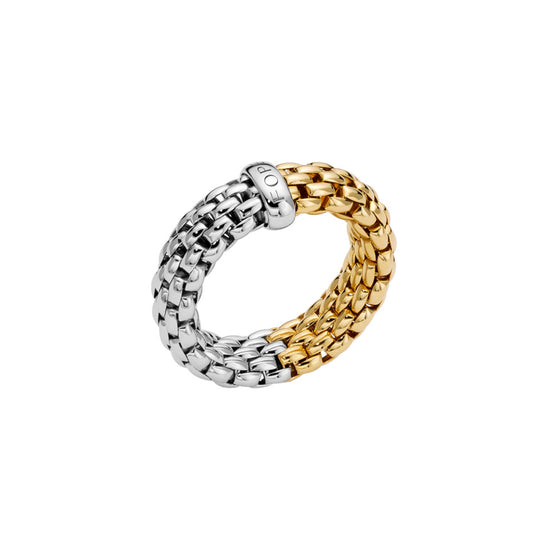 Essentials zweifarbiger Flex'it Ring mit flachem Kettengeflecht, Bicolor-Gold von FOPE (08E02AX_XX_2_XBX_00S)