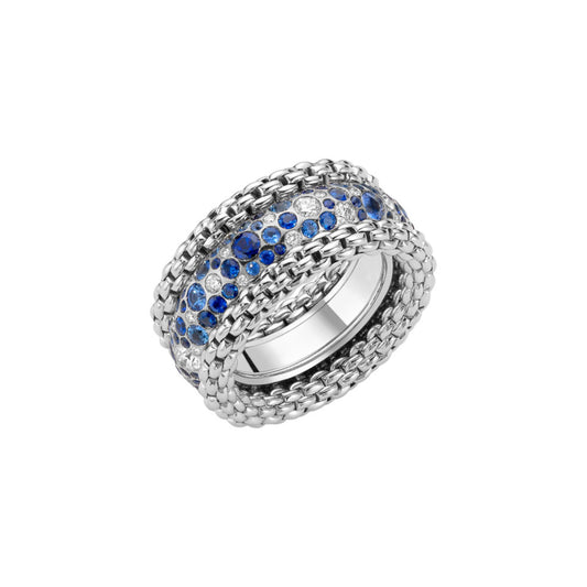 FOPE Bubble Ring mit Diamanten und blauen Saphiren - 71208AX_P2_B_XBX_140 (140) aus Weißgold mit Diamant und Saphir
