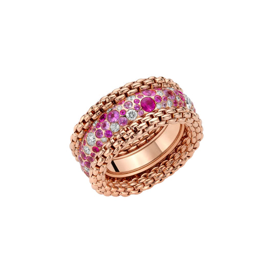 FOPE Bubble Ring mit Diamanten und rosa Saphiren - 71208AX_P3_R_XBX_140 (140) aus Roségold mit Diamant und Saphir