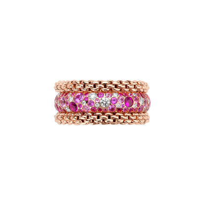 FOPE Bubble Ring mit Diamanten und rosa Saphiren - 71208AX_P3_R_XBX_140 (140) aus Roségold mit Diamant und Saphir