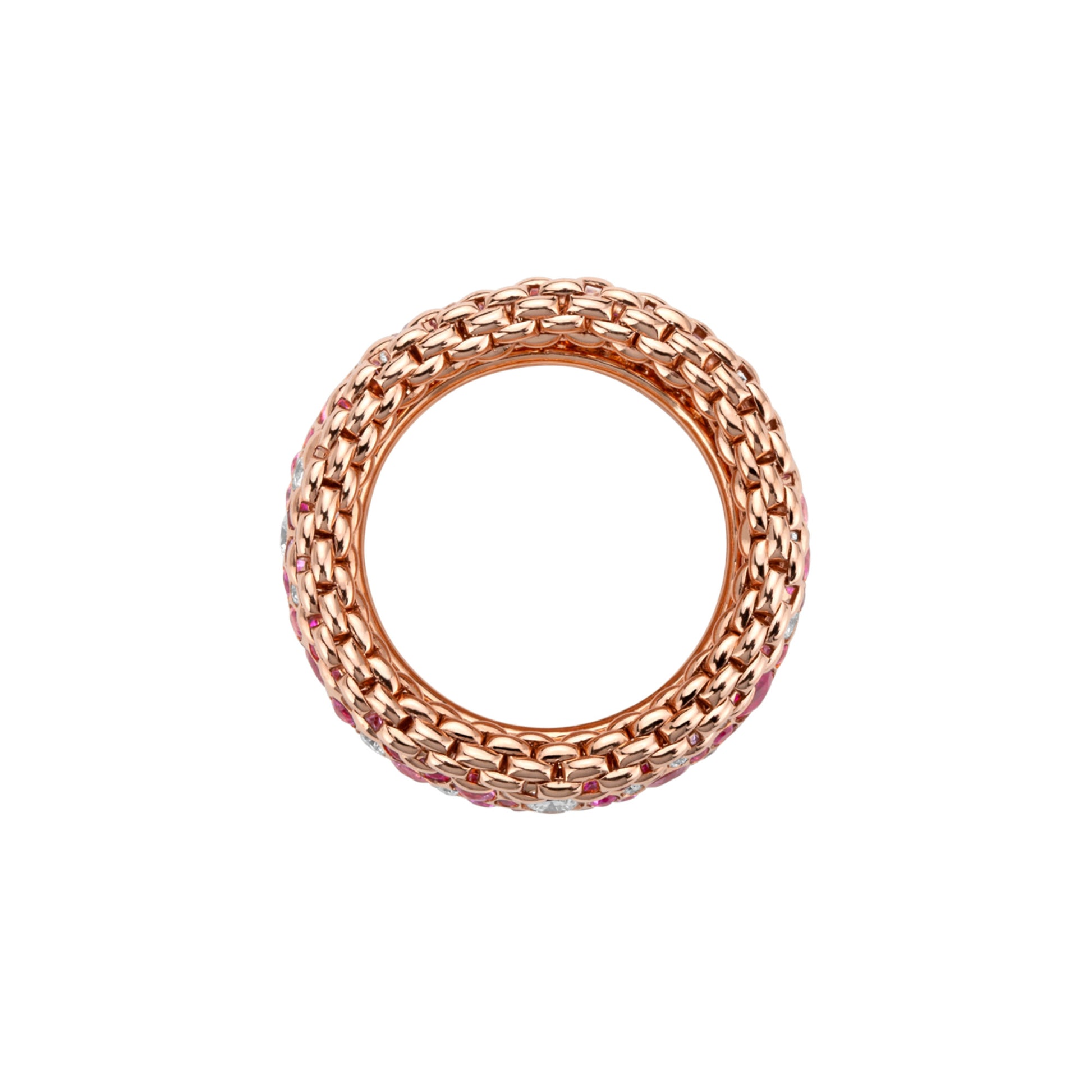 FOPE Bubble Ring mit Diamanten und rosa Saphiren - 71208AX_P3_R_XBX_140 (140) aus Roségold mit Diamant und Saphir