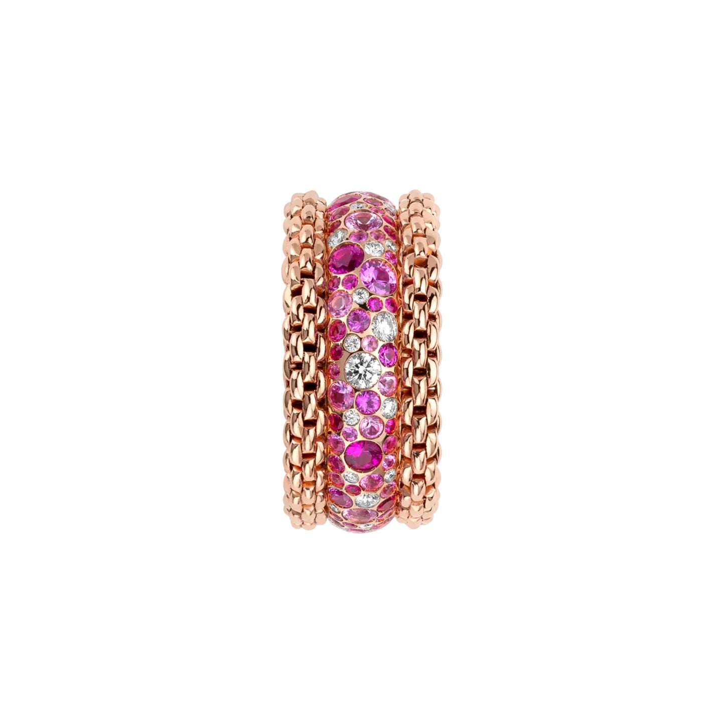 FOPE Bubble Ring mit Diamanten und rosa Saphiren - 71208AX_P3_R_XBX_140 (140) aus Roségold mit Diamant und Saphir