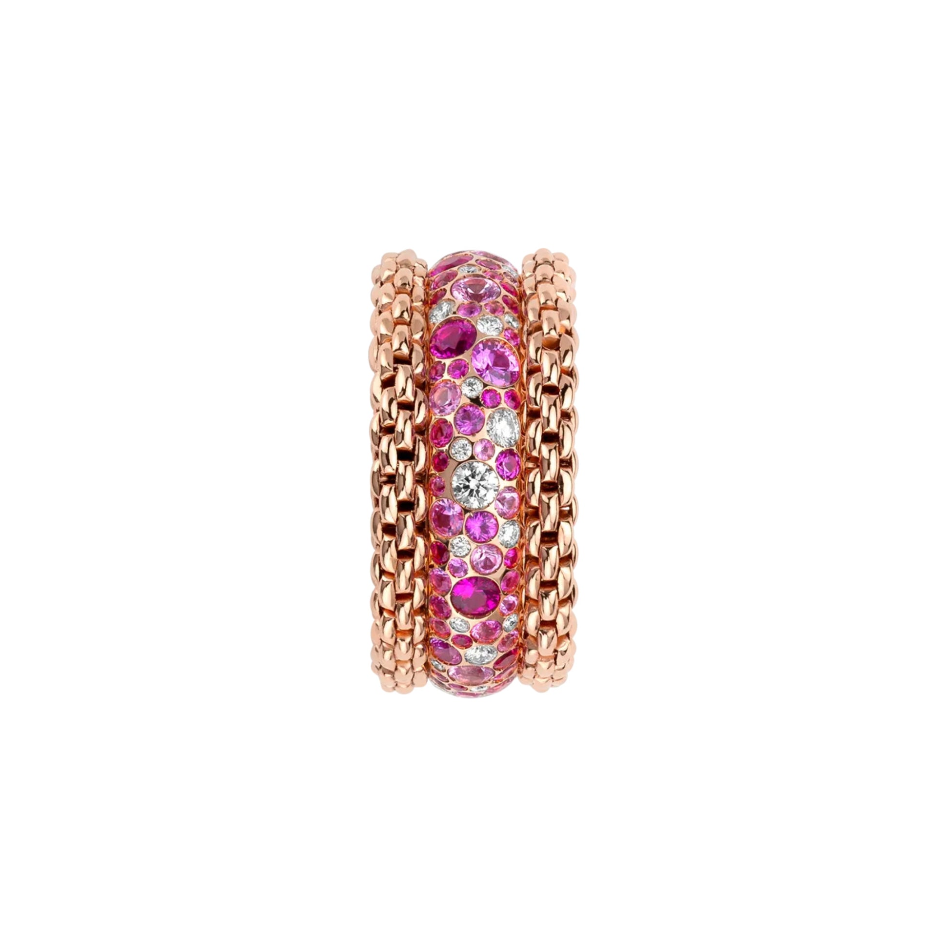 FOPE Bubble Ring mit Diamanten und rosa Saphiren - 71208AX_P3_R_XBX_140 (140) aus Roségold mit Diamant und Saphir