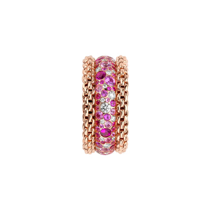 FOPE Bubble Ring mit Diamanten und rosa Saphiren - 71208AX_P3_R_XBX_140 (140) aus Roségold mit Diamant und Saphir