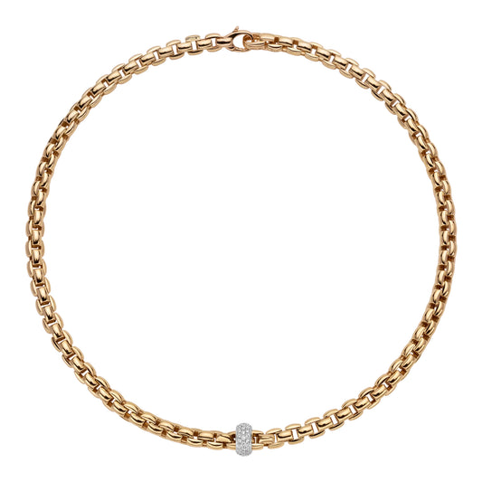 FOPE Eka Collier mit Pavébesatz - 70705CX_PB_G_XBX_043 (043) aus Bicolor-Gold mit Diamant