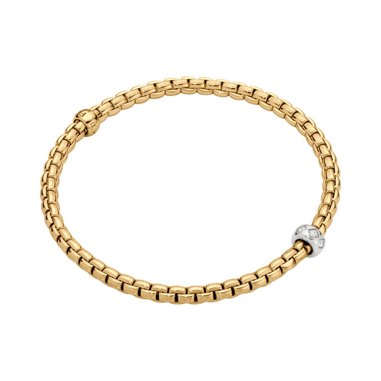 FOPE Eka Flex'it Armband mit Diamanten in Rautenfassung - 73101BX_BB_G_XBX_0XS (0XS) aus Bicolor-Gold mit Diamant