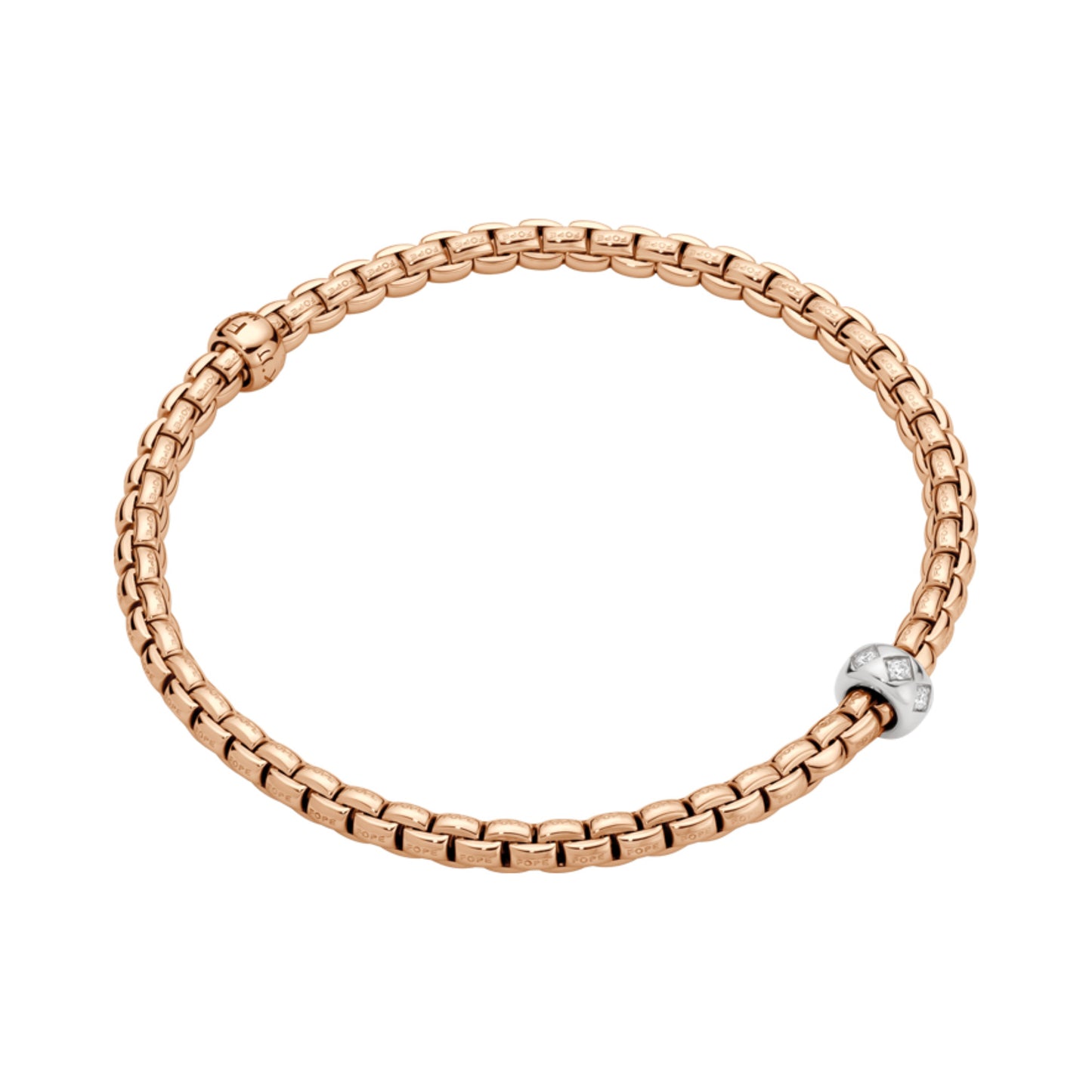 FOPE Eka Flex'it Armband mit Diamanten in Rautenfassung - 73101BX_BB_R_XBX_0XS (0XS) aus Bicolor-Gold mit Diamant