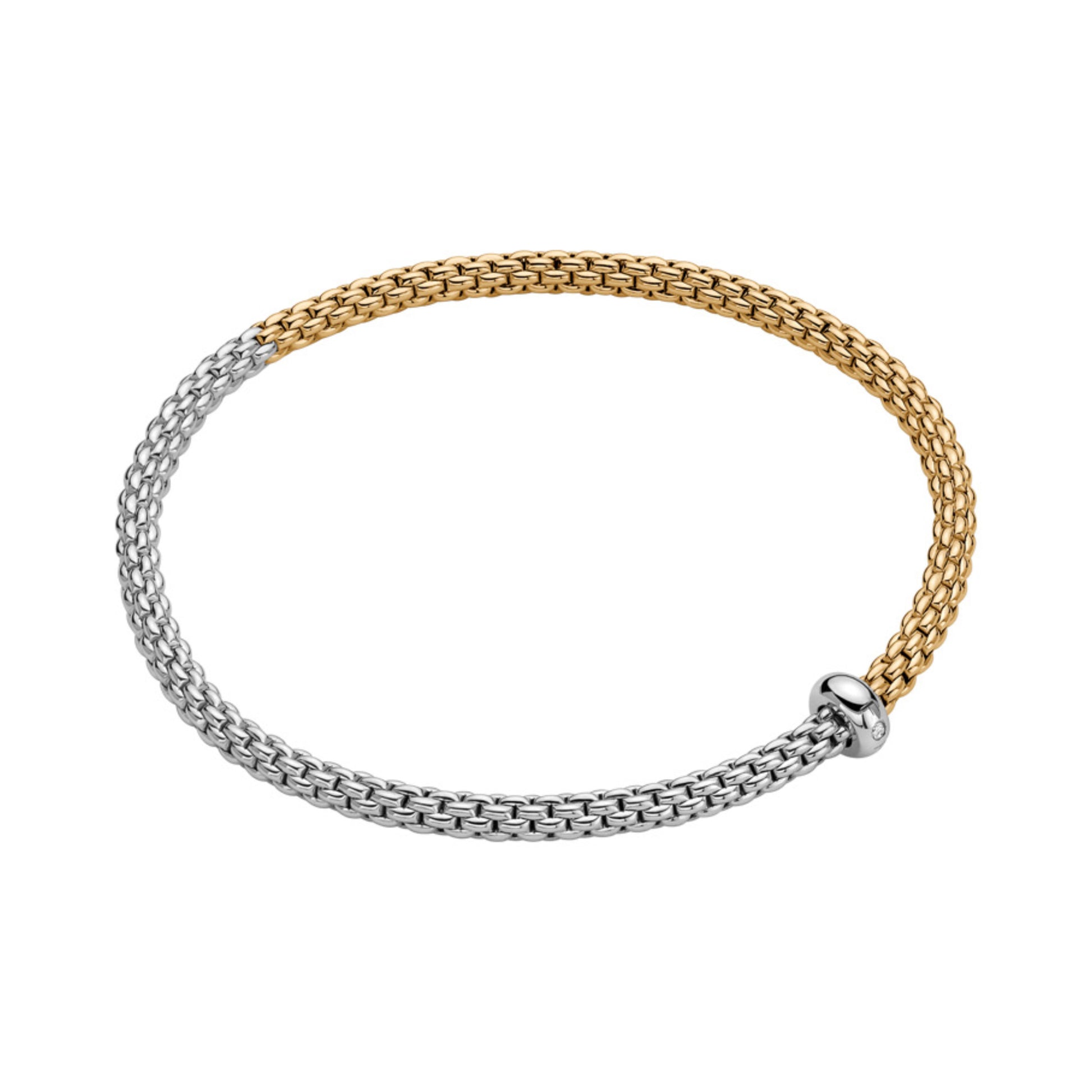 Eka Flex'it Armband mit zweifarbigem Geflecht, Bicolor-Gold • Diamant von FOPE (01M01B2_BB_2_XBX_0XS)