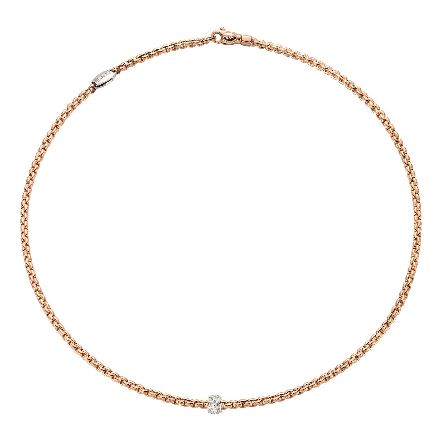 Eka Halskette mit Pavébesatz, Bicolor-Gold • Diamant von FOPE (73001CX_PB_R_XBX_043)