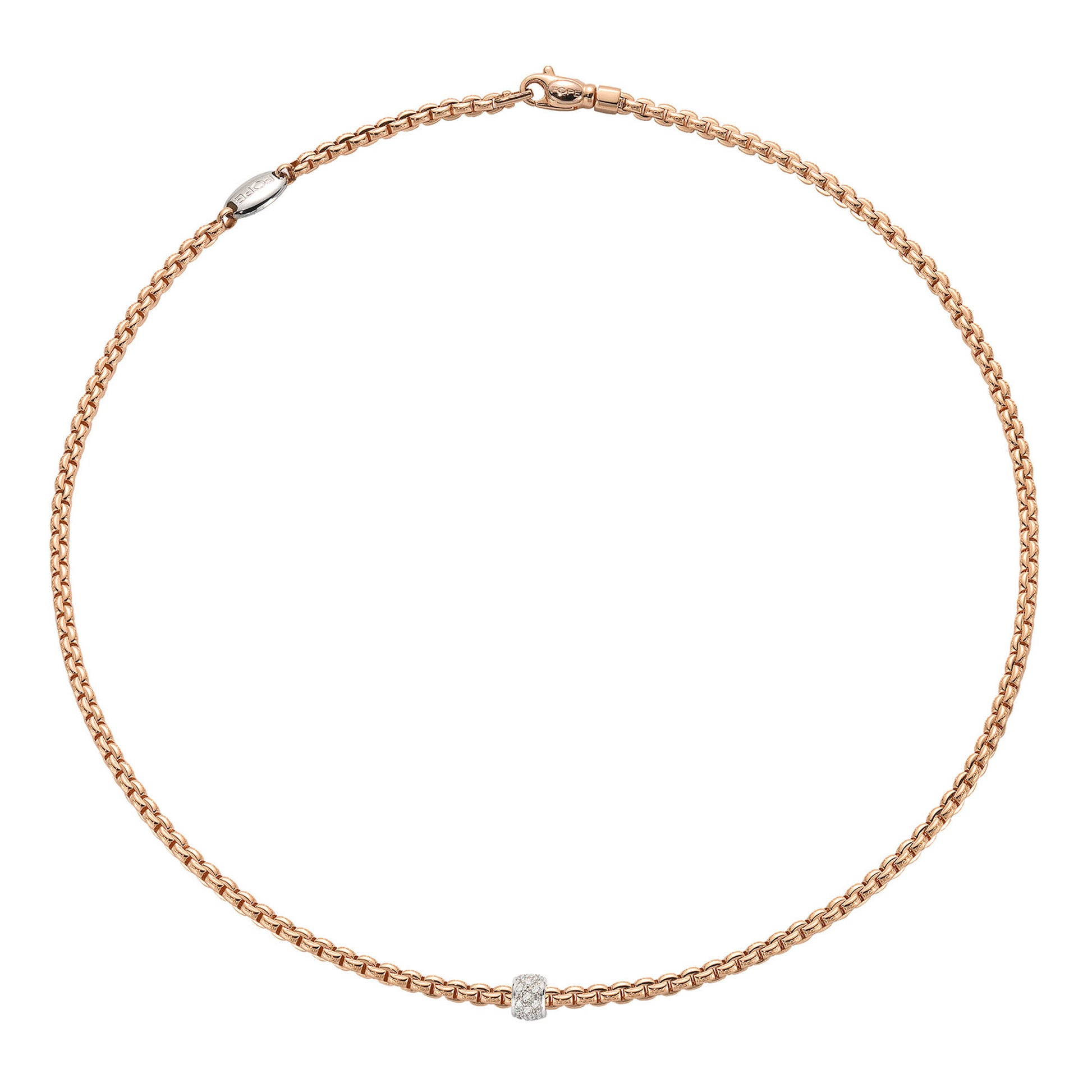 Eka Halskette mit Pavébesatz, Bicolor-Gold • Diamant von FOPE (73001CX_PB_R_XBX_043)