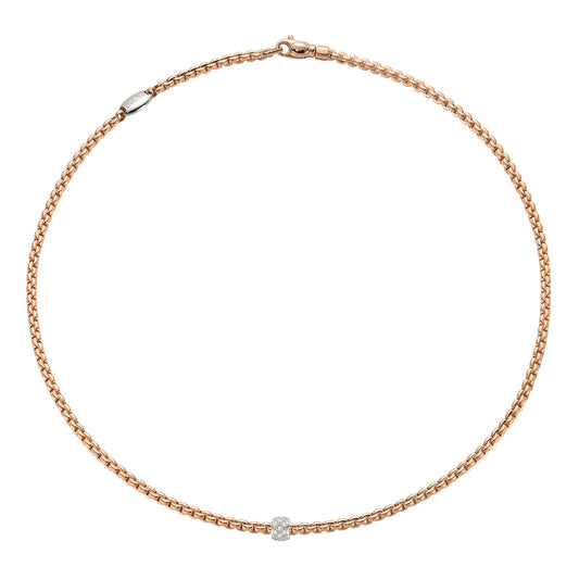 Eka Halskette mit Pavébesatz, Bicolor-Gold • Diamant von FOPE (73001CX_PB_R_XBX_043)