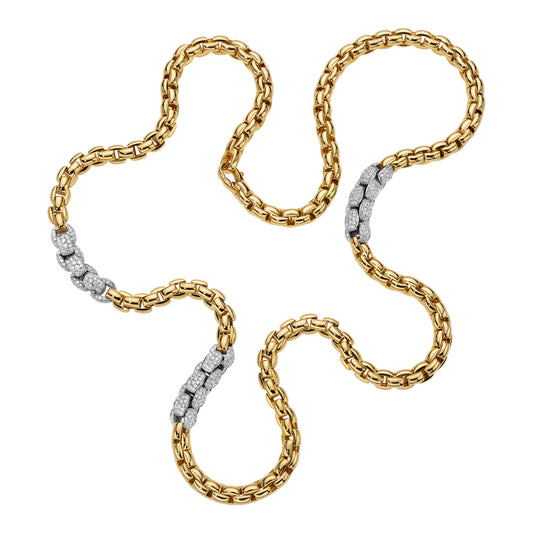 FOPE Eka lange Halskette mit Pavébesatz - 77305C3_PB_G_XBX_070 (070) aus Bicolor-Gold mit Diamant