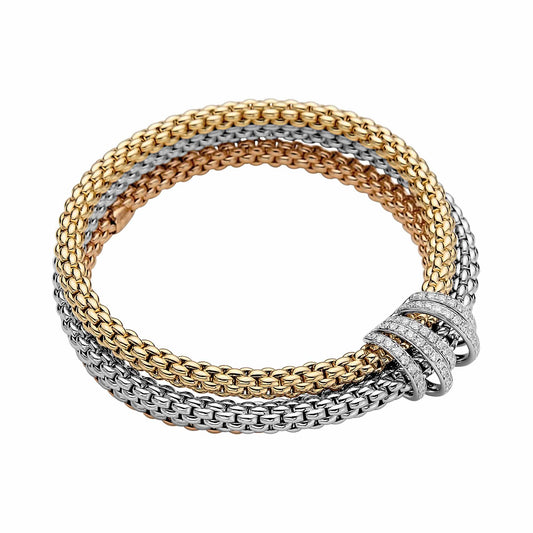 FOPE Solo Flex'it Armband - 65106BX_PB_4_XBX_0XS (0XS) aus Tricolor-Gold mit Diamant